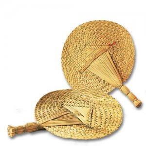 夏季蒲草编织日用扇形扇子
